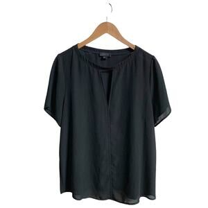 Twenty black short sleeve blouse with cutout neckline, size L